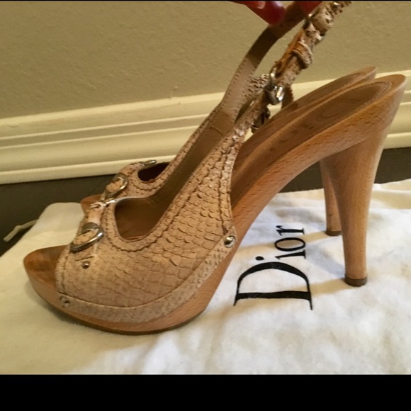 Christian Dior Python sling-back platform heels - Picture 2 of 8